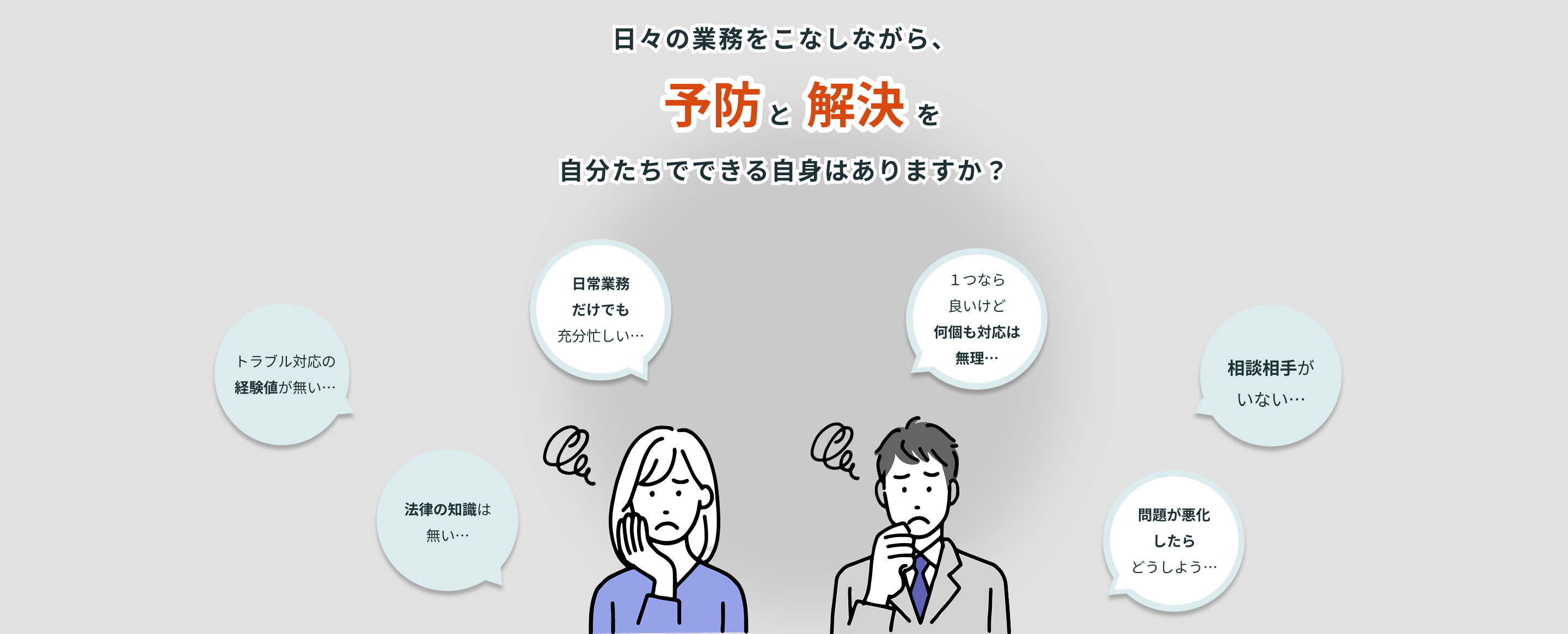 日々の業務をこなしながら、予防と解決を自分たちでできる自身はありますか？