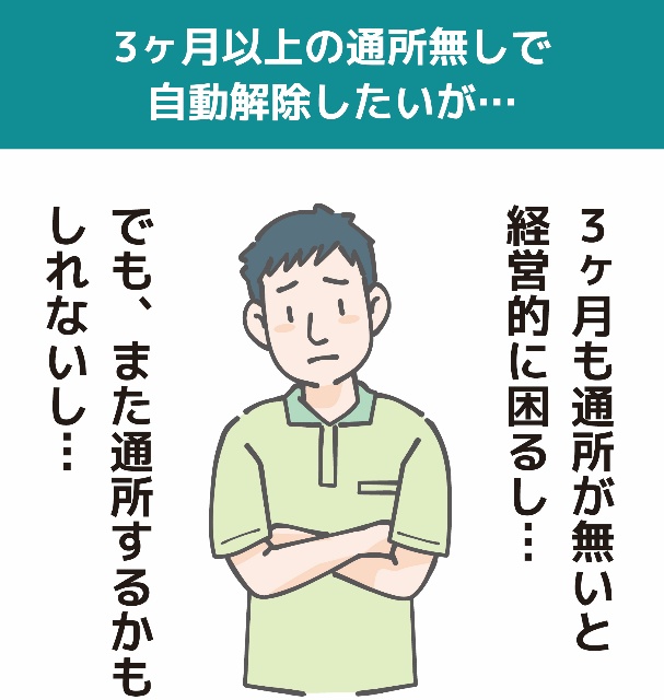 3ヶ月以上の通所無しで自動解除したいが･･･