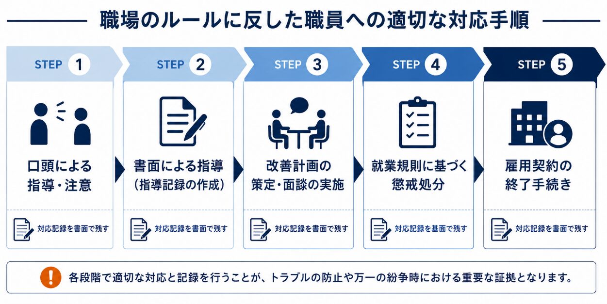 職場のルールに反した職員への適切な対応手順