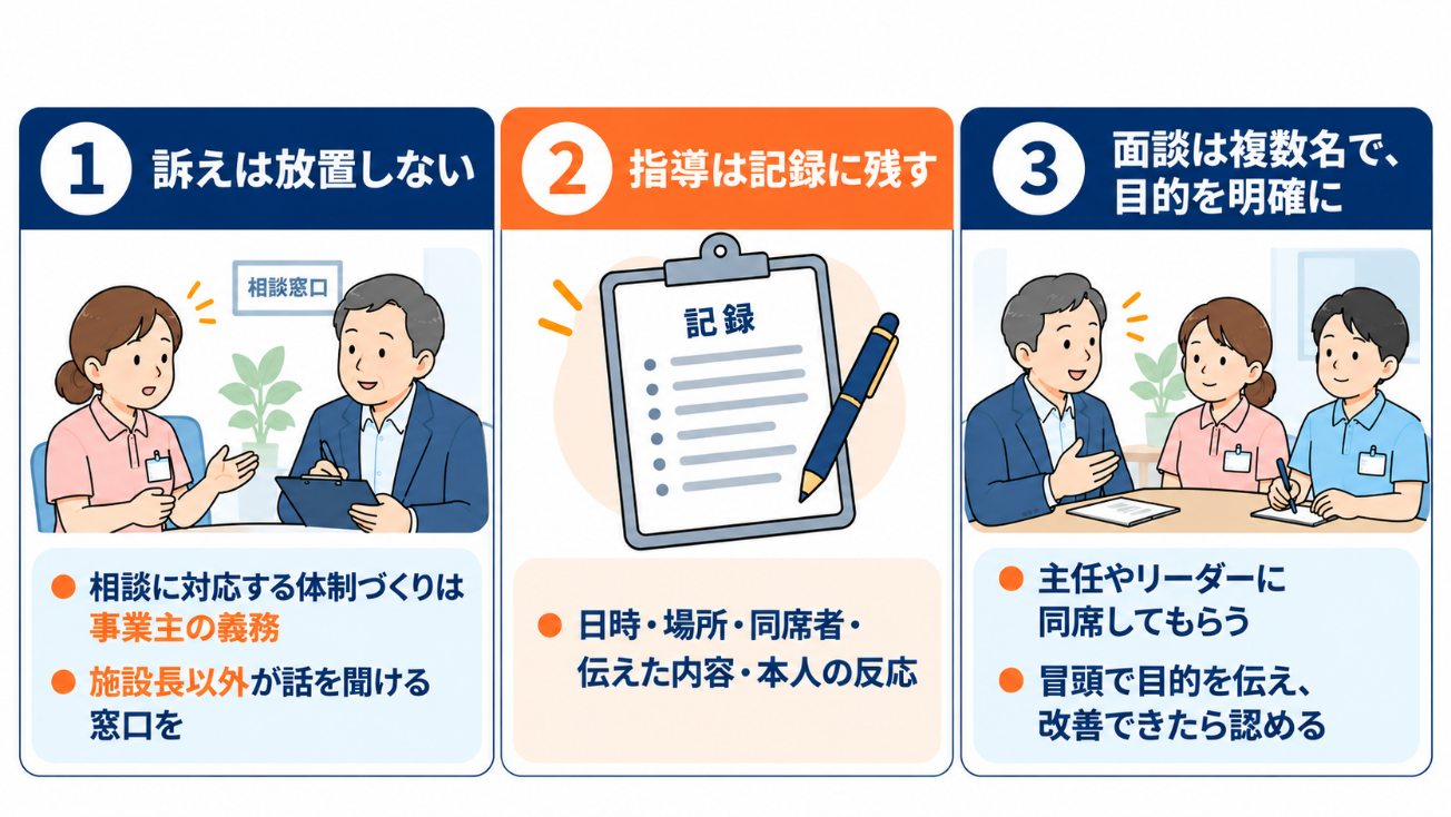 施設として押さえておきたい3つのカスハラ対応